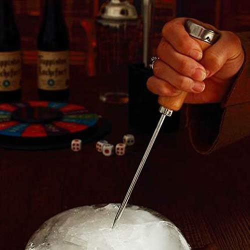 2 יח 'קטיף קרח נירוסטה עם כלי קרח ידית מעץ למסיבת מסעדות בר מטבח ביתי, 8.5 אינץ'