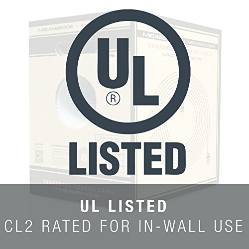 כבל קואקסיאלי של MediaBridge ™ - RG6 Quad -Shooded - UL CL2 מדורג לשימוש בקיר - תיבת משיכה שחורה