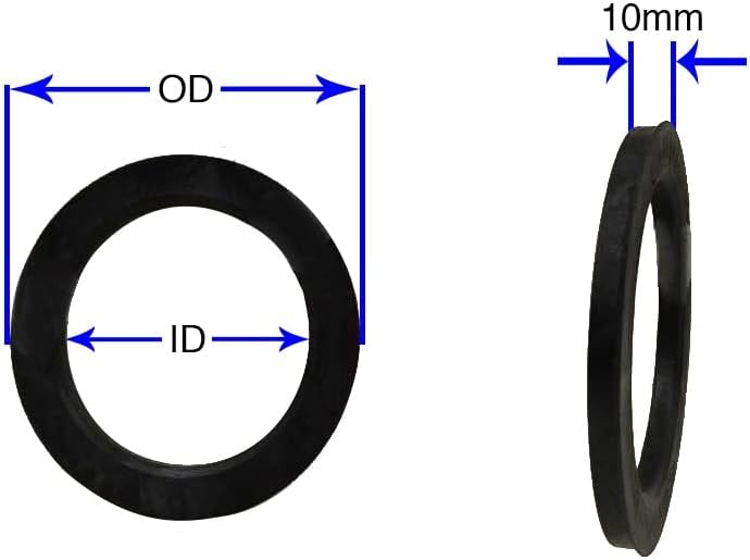 חלקי אביזרי גלגלים סט של 4 טבעת מרכזית של רכזת 70.30 ממ OD עד 58.50 ממ מזהה רכזת, פוליקרבונט שחור