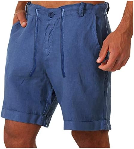 גברים ספורט מכנסיים כותנה פשתן מכנסי קז ' ואל כפתורים לשרוך מותניים כיסים קצר מכנסיים גברים של