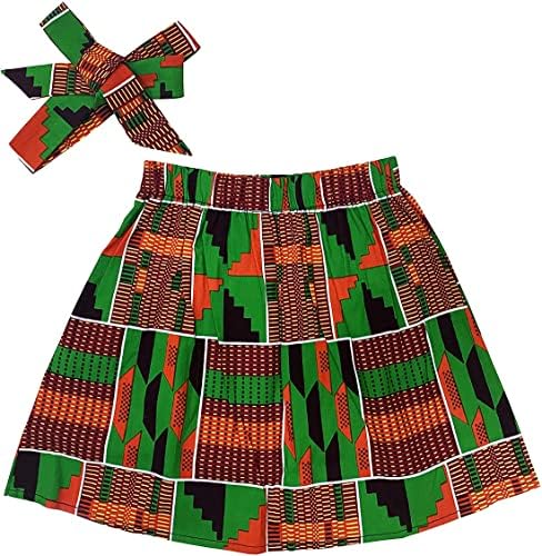 אלינה בל בתינוקת אפריקאית חצאיות קנטה תלבושת הדפס חצאית קצרה+בגיסה 2 יחידות בגדים סט