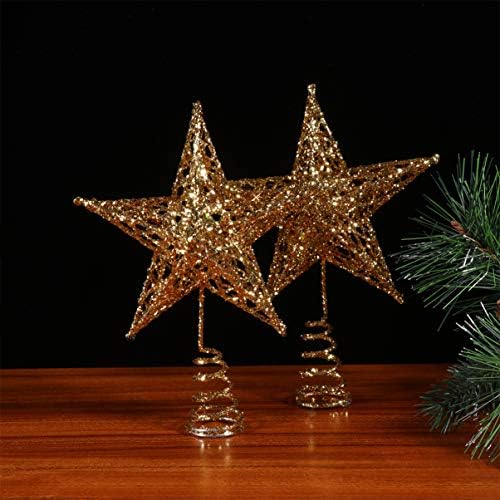 Kesyoo Decor Decor Tree Topper Topper Star King Knutter Glitter Golden מתכת חג המולד עץ עץ לקישוטי עץ