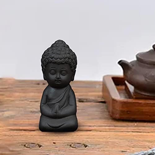 בודהה קטן בודהה חרס שחור חיל מחמד חיות מחמד בודהה פסל תה מחמד קישוט תה קישוט חיות מחמד נזיר תה חיות מחמד