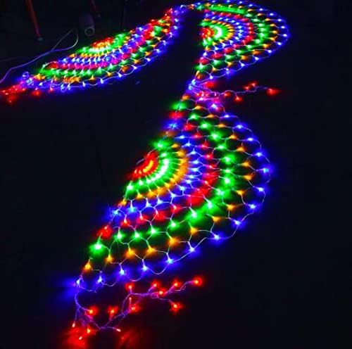 קישוטים לחג המולד אורות חיצוניים מנורת רשת טווס רשת עכביש צבעונית הובילה אור מחרוזת פיות 3 מ ' 372 נוריות