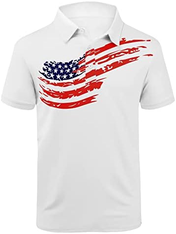 V Valanch Mens American American Falg חולצות פולו