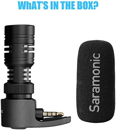 Saramonic Plug & Play 3.5 ממ TRRS Mini Rhotgun Microphone לסמארטפון, אנדרואיד אייפון מיקרופון