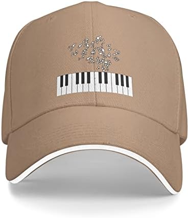 FLYJBS UNISISEX פסנתר מוסיקה הערה כובע בייסבול מתכוונן, כובע משאיות מוזיקלי לנשים