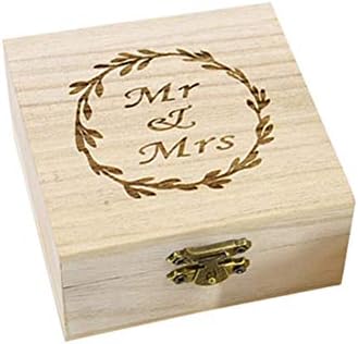 קופסת טבעת עץ עץ עץ קופסה מר. גברת הדפסת תיבת חתונה כפרית ארגוס