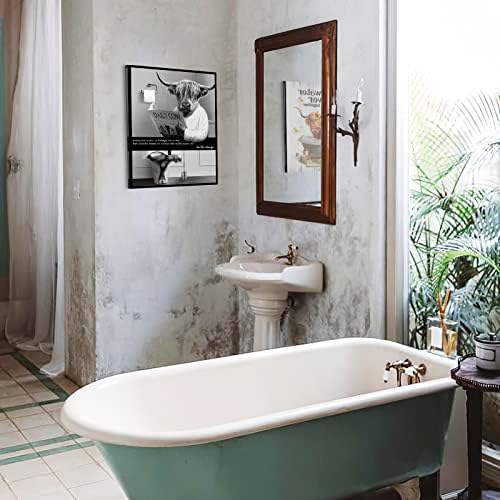 עיצוב קיר אמבטיה אמנות קיר שחור לבן מצחיק אמנות קיר פרה מודרנית תפאורה לחדר אמבטיה מצחיק אמנות אמנות