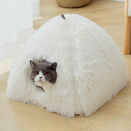 גנרי חתול קן מלונה גור מחצלת עם נשלף כרית מחבוא מיטת מערת בית עבור קיטי חתולים , לבן