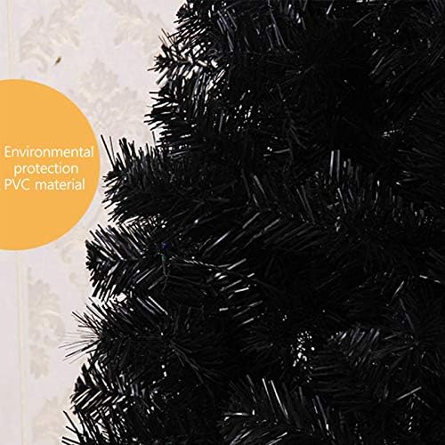 עץ חג המולד השחור של Yumuo, PVC מוצפן עץ אורן חג המולד מלאכותי עם מעמד מתקפל מתכת, קישוט עונתי של