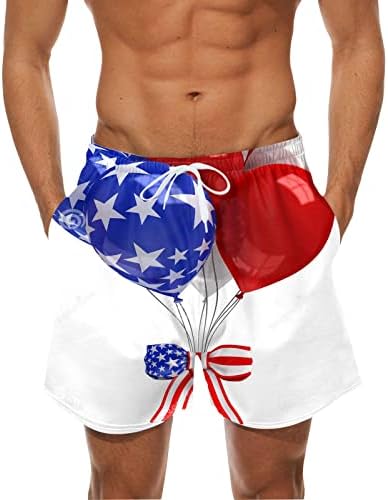 גזעי שחייה יבש מהיר Mens American דגל אמריקאי הדפסת אופנה בגד ים גזעי שחייה נמתחים 4 ביולי התחתית