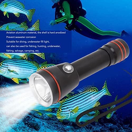 אור צלילה, פנס סגסוגת אלומיניום מקצועי מתחת למים, IPX8 אטום למים 5000LM תאורה צלילה מילוי אור, קומפקטי ונייד,