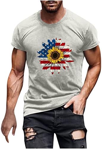 חולצות 4 ביולי לגברים חולצות פטריוטיות חולצות כוכבים זר חמניות מפוספס טי גרפי של שרוול קצר שרוול קצר