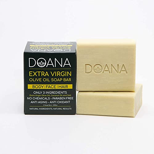 בר סבון שמן זית דואנה, 250 גרם / 8 עוז. ללא בישום, אומן קר מעובד עם שמן קוקוס, פנים &מגבר; ניקוי