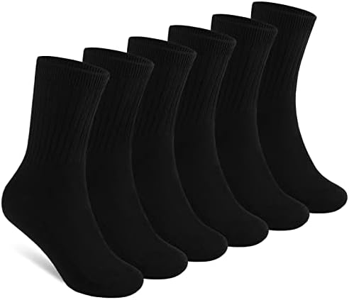 Auranso Boys Crew Socks 6 זוגות לילדים כרית כרית גרבי קרסול אתלטית 3-14 y