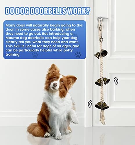 מאום כלב פעמון עבור דלת בסיר אימון, עמיד כותנה חבל בעבודת יד ארוג כלב דלת פעמון עבור הזזה דלת, מתכוונן תליית