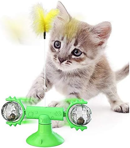 Zumzup טחנת רוח חתול צעצועים אינטראקטיביים לחתולים מקורה עם צעצוע חתול אינטראקטיבי של Catnip פטיפון עם כוס