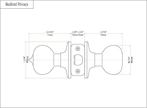 מעצבים רשמים בדפורד עיצוב פליז סאטן פליז עגול כפתור דלת פרטיות, 5 חבילה