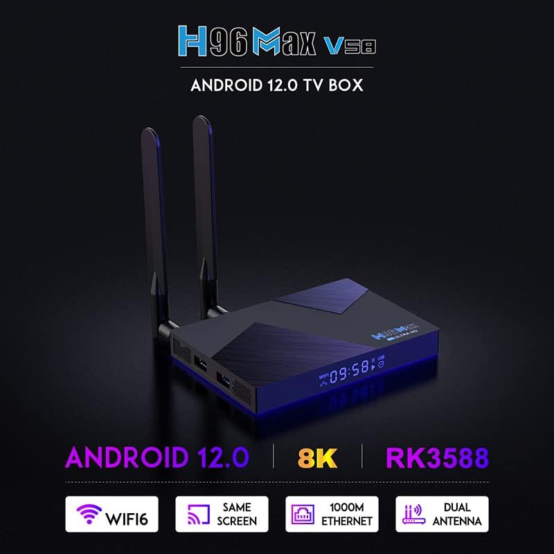 Amitva Android 12.0 תיבת טלוויזיה, H96 MAX V58 8GB RAM 64GB ROM RK3588 Quad-Core 64bit CPU תמיכה Wifi6 כפול