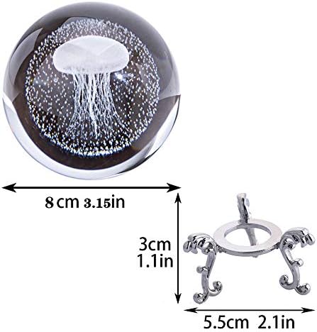 פסל כדור זכוכית קריסטל לייזר חרוט מדוזה תלת מימד תצלום כדור גביש אבזרי כדור זכוכית כדור שולחן עבודה