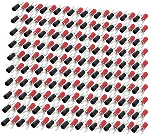 200 יחידות סו 5.5-6סו 12-10 מסופי מלחץ מסוג יו מחברים חוטים מבודדים אדום שחור(200 יחידות סו 5.5-6סו