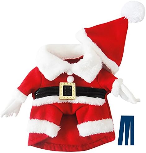 תלבושות לחג המולד של Mikayoo לכלב קטן בינוני כלב או חתול, חליפת סנטה עם כובע, שמלת סנטה עם כובע, סנטה קלאוס