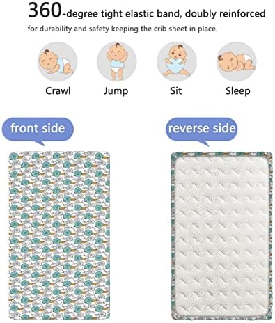 סדין עריסה מצויד עם חילזון, מזרן עריסה סטנדרטי מצויד סדין אולטרה רך-תינוקות לבנים בנות, 28 x52, Marigold Seafoam