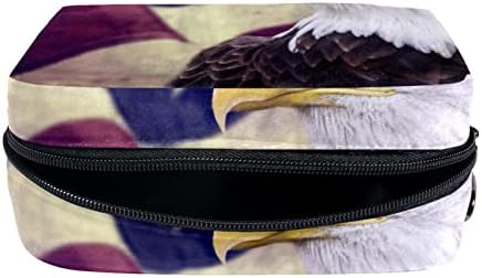 תיק טיול טיול תלייה, מארגן איפור נייד, מחזיק קוסמטיקה למברשות סט, דגל אמריקאי ונשר