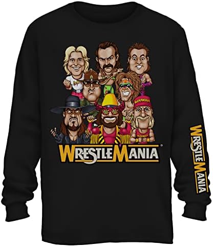 חולצת האבקות WWF WWF WWF - WrestleMania - אלופי ההיאבקות העולמית חולצת טריקו שרוול ארוך