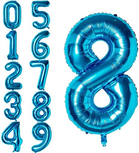 40 אינץ 'כחול מספר 8 Ballloon לאספקת מסיבות יום הולדת הליום נייר כסף Mylar Big Number Balloon Digital