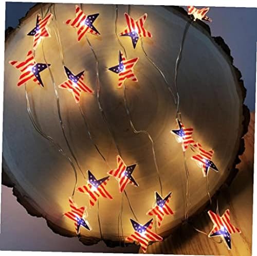 Ruluti 4 ביולי אורות מיתרים LED LED פנטגרם אורות מיתרי דגל אמריקאים ליום העצמאות יום הזיכרון