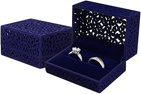 עיצוב תיבת נושא טבעת, תיבת טבעת כפולה, תיבת טבעת קטיפה חלולה, מחזיק טבעת לטקס חתונה
