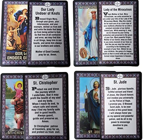 קתולי סט של 10 תפילה קדושה כרטיסי-חדש פלסטיק חומר! סנט בנדיקטוס סנט ג 'וד סנט מיכאל סנט כריסטופר משפחה קדושה