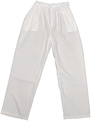 מכנסי מכנסיים MMKNLRM מכנסיים ברגליים צבע כותנה מוצק של נשים ורצפת כיס פשתן ומכנסיים בגדי עבודה קיץ לנשים