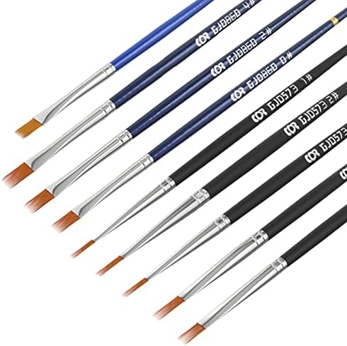 דגם Colaxi ציור משטח עט נוחות ידית ניילון זיפים מברשת צבע מברשות מיניאטורות, 9 יחידות סגנון 3
