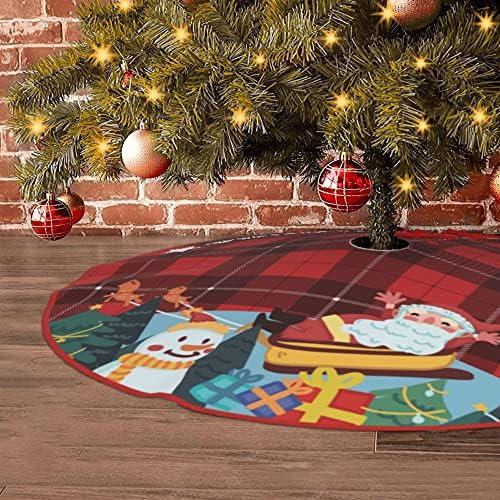 חצאית עץ חג המולד - קישוטי עץ חג המולד משובצים באפלו, קישוטי קאנטרי אדומים בגודל 36 אינץ