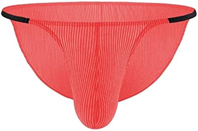רשת חוטיני חוטיני לגברים עלייה נמוכה הבליטה פאוץ פסים ביקיני תחתונים מוצק צבע לנשימה סקסי תחתונים