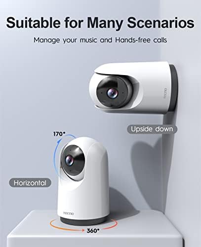 מצלמת אבטחה Tecno 2K, מצלמת אבטחה מקורה WiFi עם ראיית לילה, אחסון ענן לצג תינוקות, מצלמת כלבים, אפליקציית טלפון,