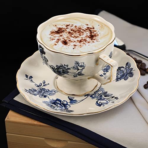 בציר קרמיקה תה כוסות רויאל עצם סין כוס עם צלחת פרחוני קפה ספלי דקורטיבי כלי שתייה תה ספקי צד