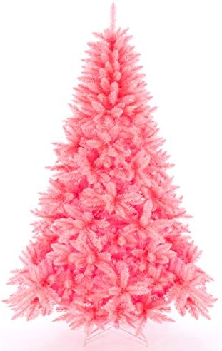 עץ חג המולד המלאכותי קלאסי עץ אורן קלאסי עם עמדת מתכת מוצקה 5/6/7 רגל לא ורוד
