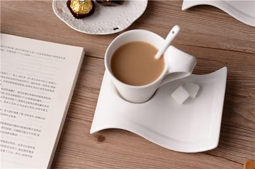 עצם גלי יצירתי כוס סין וסט צלוחית אמנות קרמיקה מפוארת כוס קפה תה קפה בסגנון אירופאי סט ספל יוקרה לחתונה
