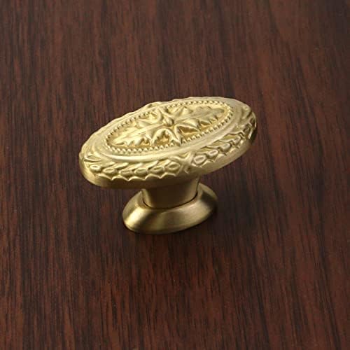 Curqia 2 pcs חומרת זהב כפתור סגלגל כבד כבד ידיות פליז עתיקות עם ברגים למגירה/ארון/ארון
