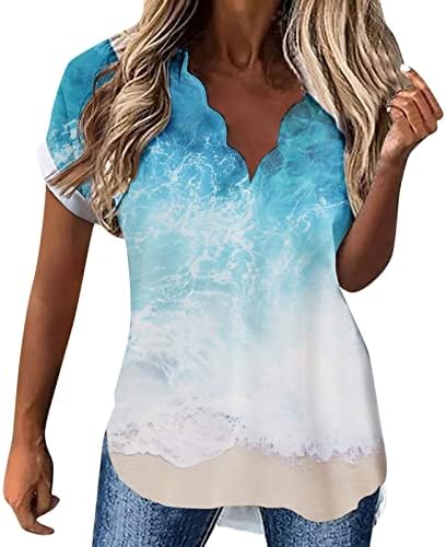 נשים חולצות חולצות טרנדי מקרית כיכר צוואר מודפס רופף מתאים שרוולים רטרו קיץ קל משקל