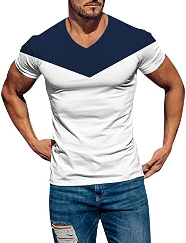 BMISEGM קיץ Mens T חולצה גברים נמתח רך כותנה מוצק שרוול קצר V צוואר צוואר דק FIT T SHIRT FASHE