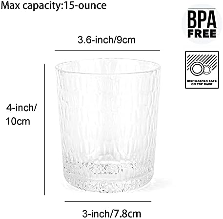 כלי אקריליק ויסקי משקפיים פלסטיק כוס מיץ כוס, סט של 12 ברור