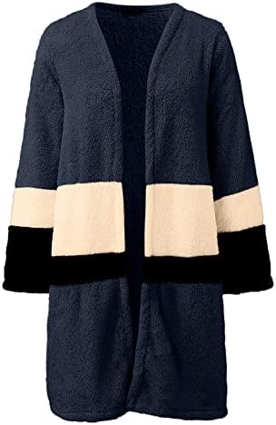 מעיל מעובה לנשים גודל פלוס גודל טרנדי חורפי חורפי חורף קרדיגנט טלאי טלאי פתוח מעיל של שלג קדמי.