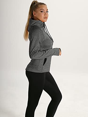 מעילי מסלול אימון ICYZONE לנשים - פעילות גופנית אתלטית המריצה קפוצ'ון רוכסן עם חורי אגודל