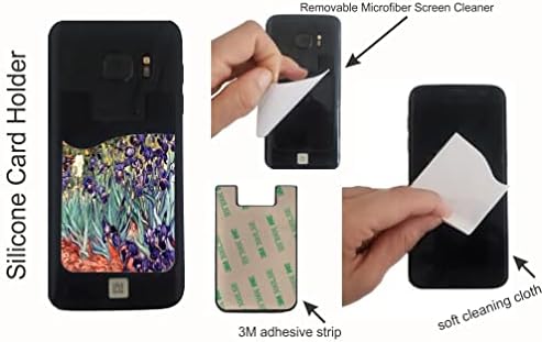 וינסנט ואן גוך - עיצוב איריס - סיליקון 3M דבק כרטיסי אשראי נרקי ארנק למארז טלפון לאייפון/גלקסי אנדרואיד
