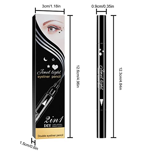 אונסט 3 יחידות עט אייליינר נוזלי דו צדדי, עם חותמת איפור עיניים ג ' ל דק במיוחד הרגיש קצה פיגמנט